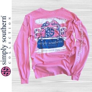 Simply Southern Women's Pink Long Sleeve Plaid, Blue White / Size Small